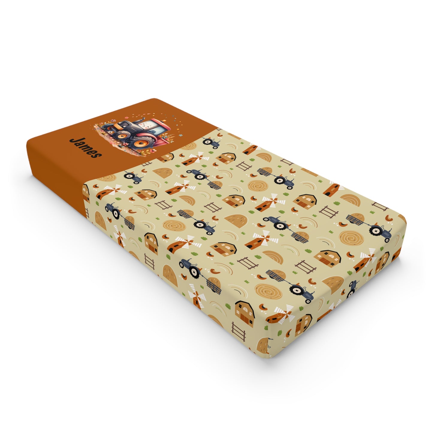 Changing Pad Cover — Neutral Woodland Adventure Pattern (Personalized Name Option)