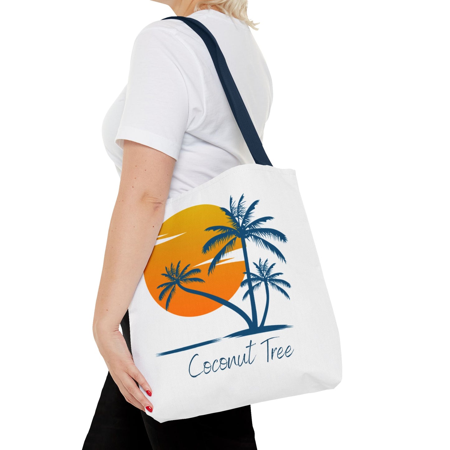 Coconut Tree Tote Bag — Tropical Sunset Beach Canvas Tote