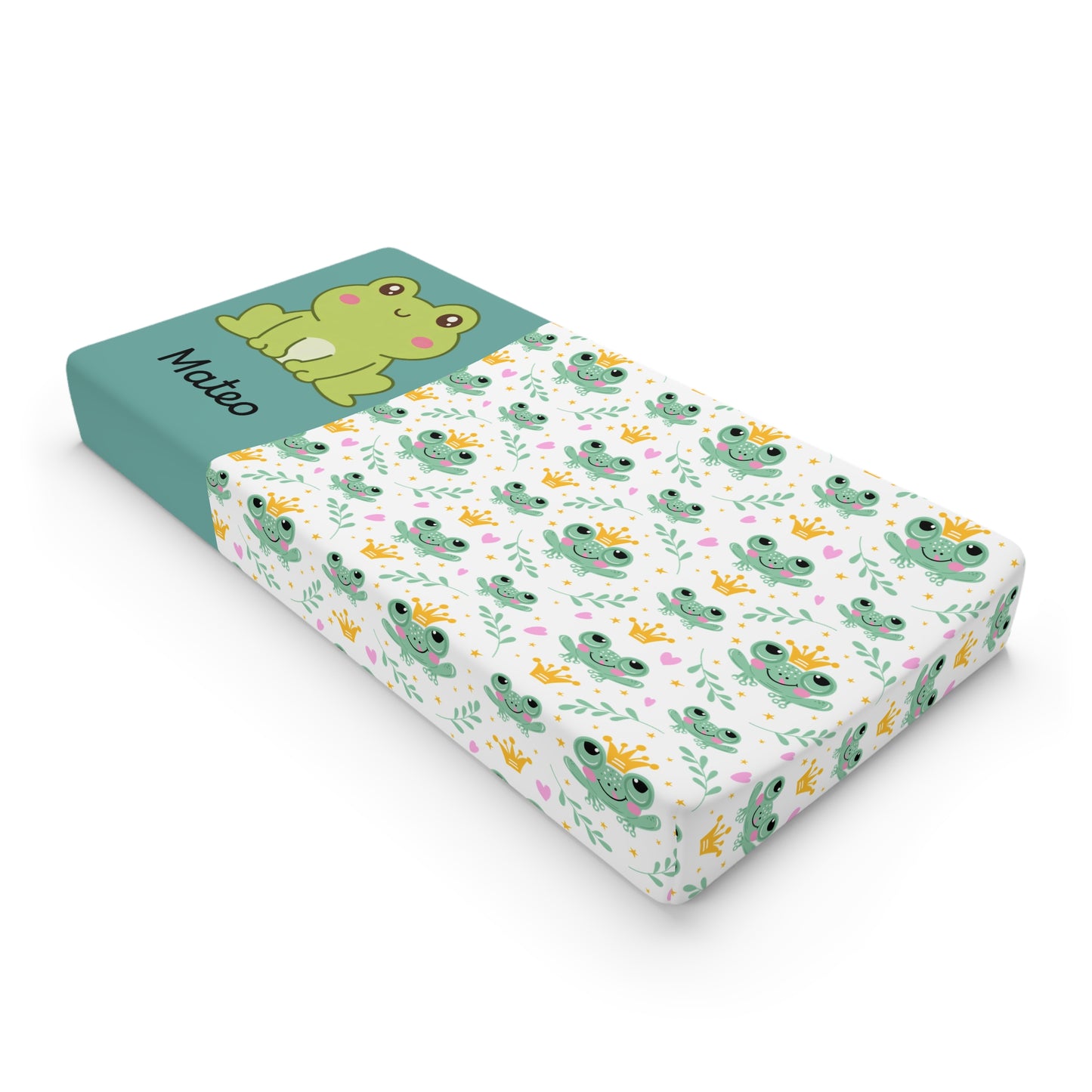 Frog Baby Changing Pad Cover – Personalized Green Frog Nursery Decor