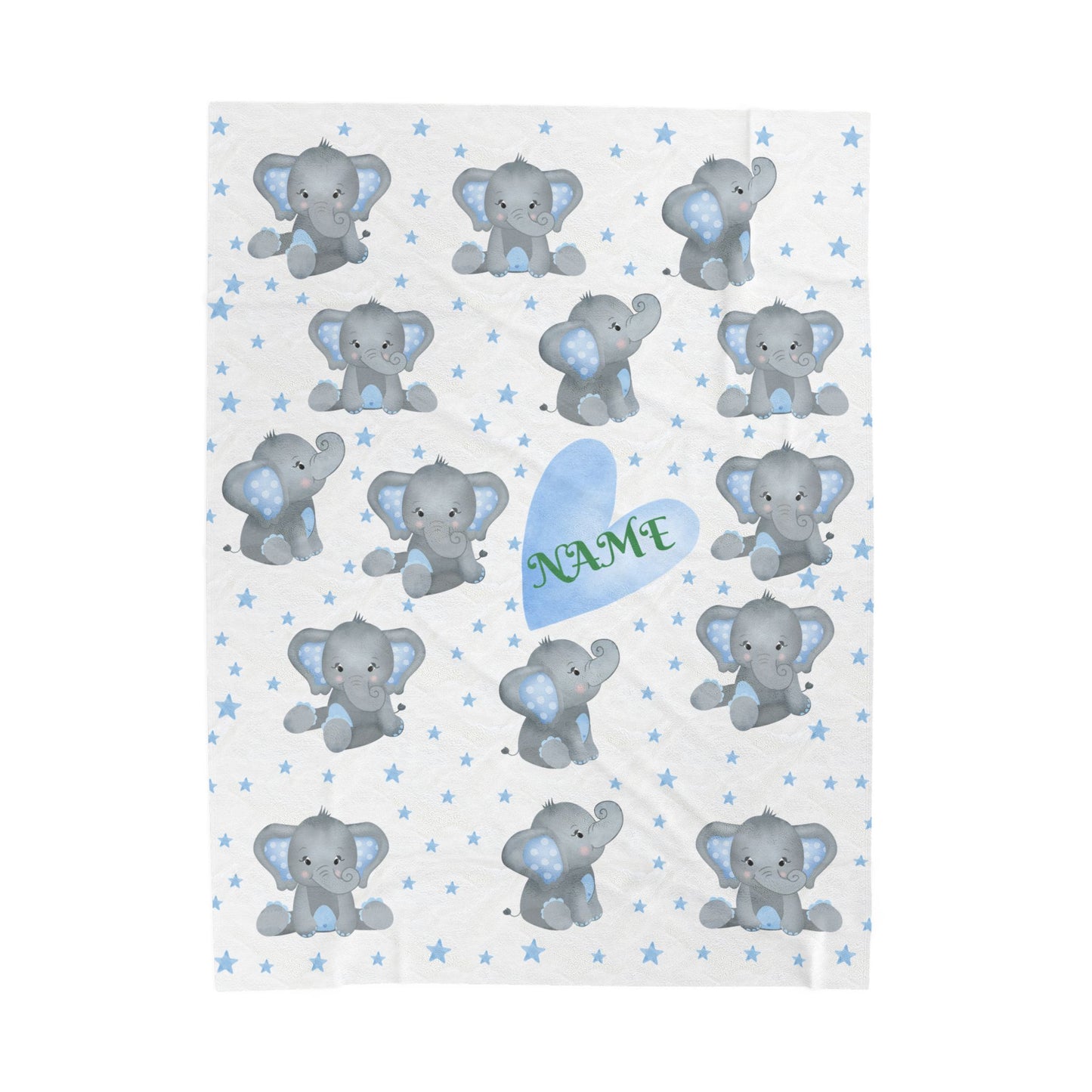 Personalized Elephant Velveteen Plush Blanket, Baby Blanket, Toddler Gift, Nursery Decor, Cute Childrens Blanket