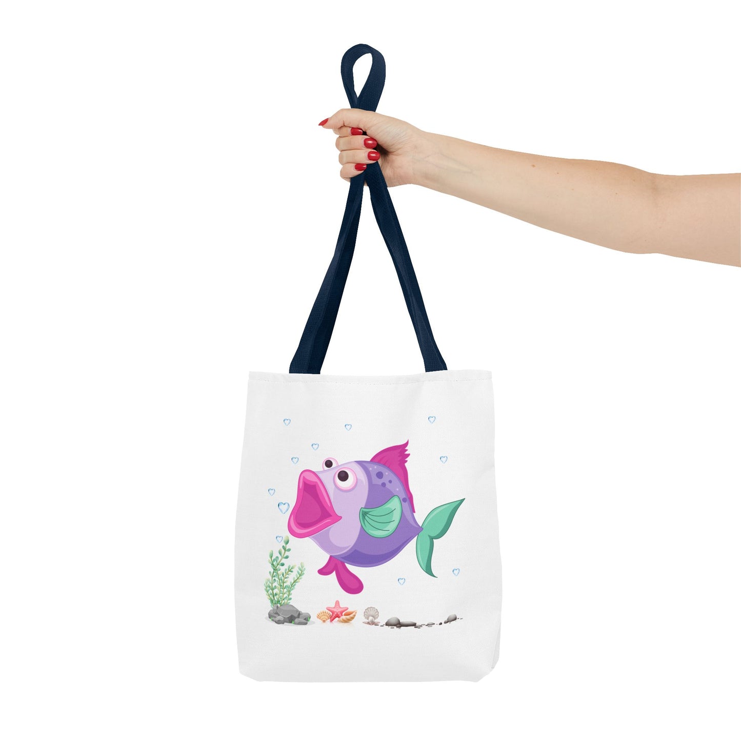 Fish with open mouth bubbles and underwater flora. Tote Bag