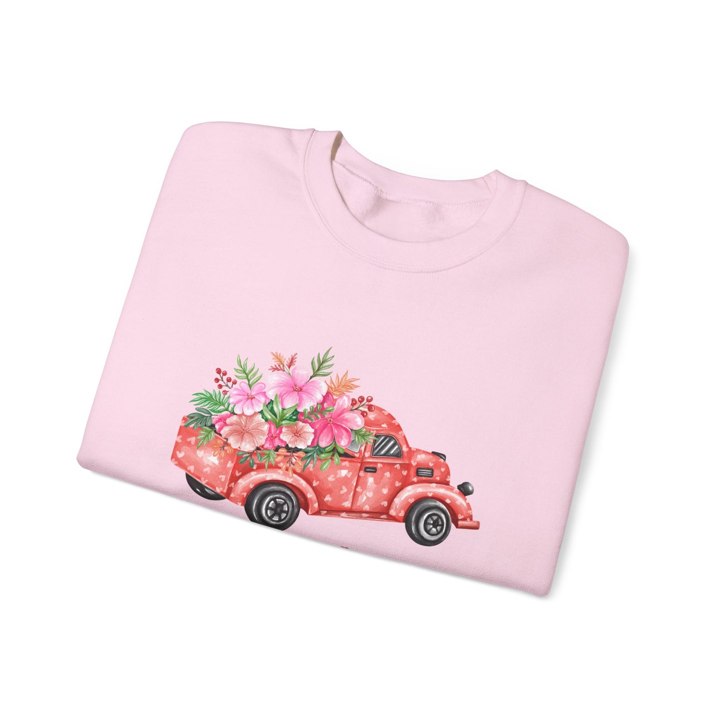 Flower Truck Crewneck Sweatshirt, Cozy Unisex Sweater for Valentine's Day, Comfortable Gift for Him/Her, Casual Love Apparel, Floral [...]