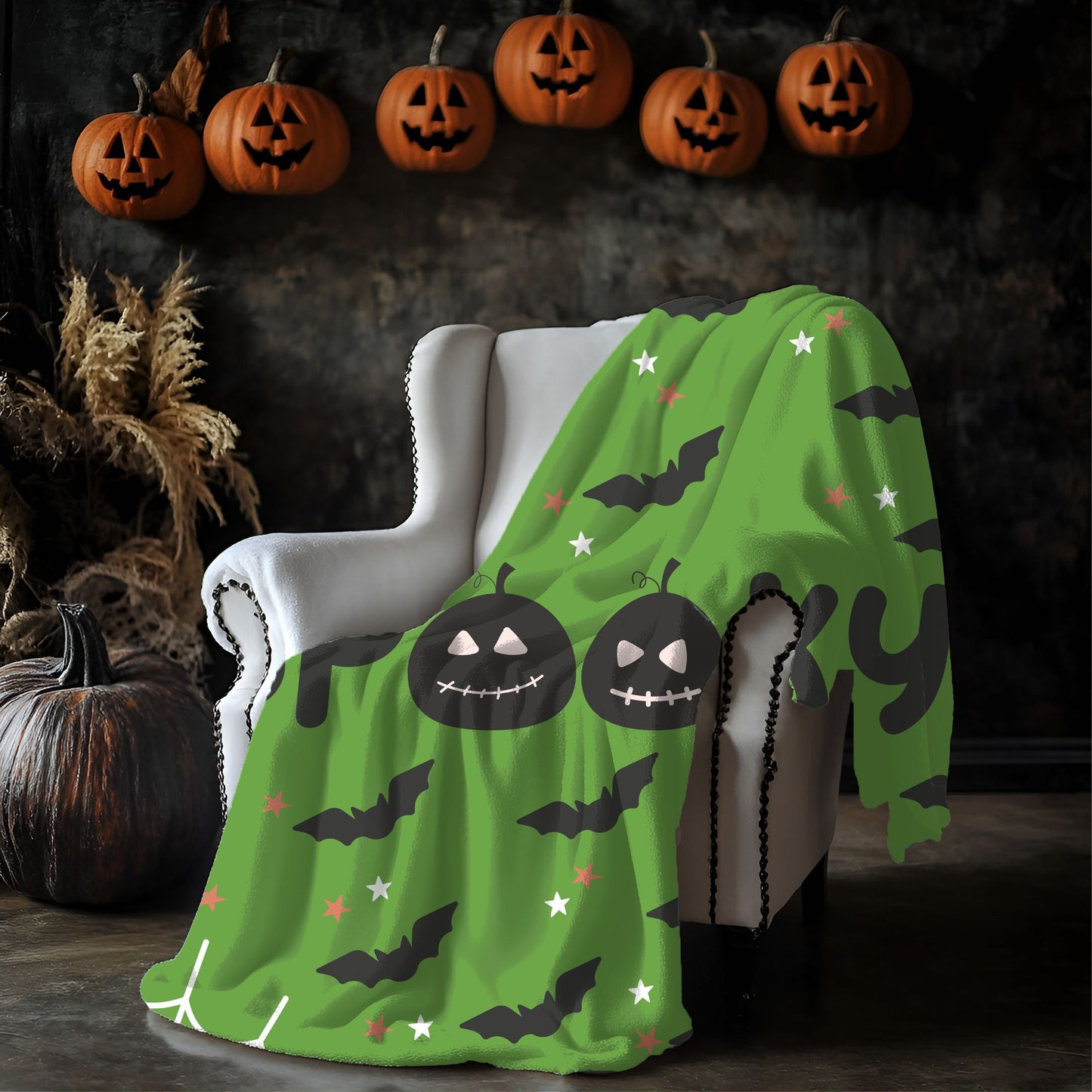 Spooky Ghosts Velveteen Plush Blanket | Cozy Halloween Throw | Soft Fall Decor | Kids Halloween Gift | Warm Plush Blanket