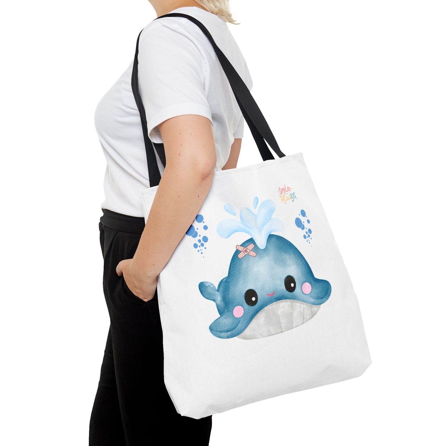 Whale with a bandage and bubble Tote Bag