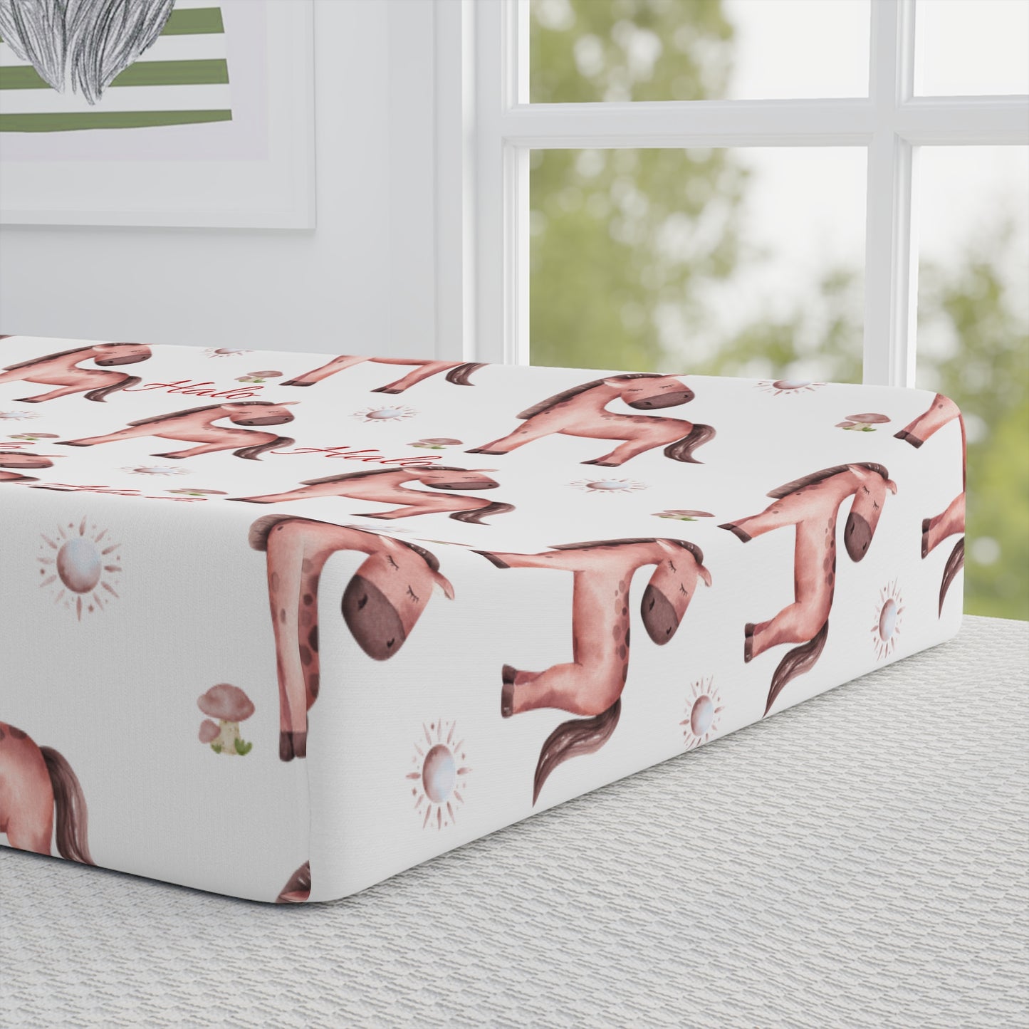Baby Changing Pad Cover — Boho Blush Flamingo Nursery Pattern