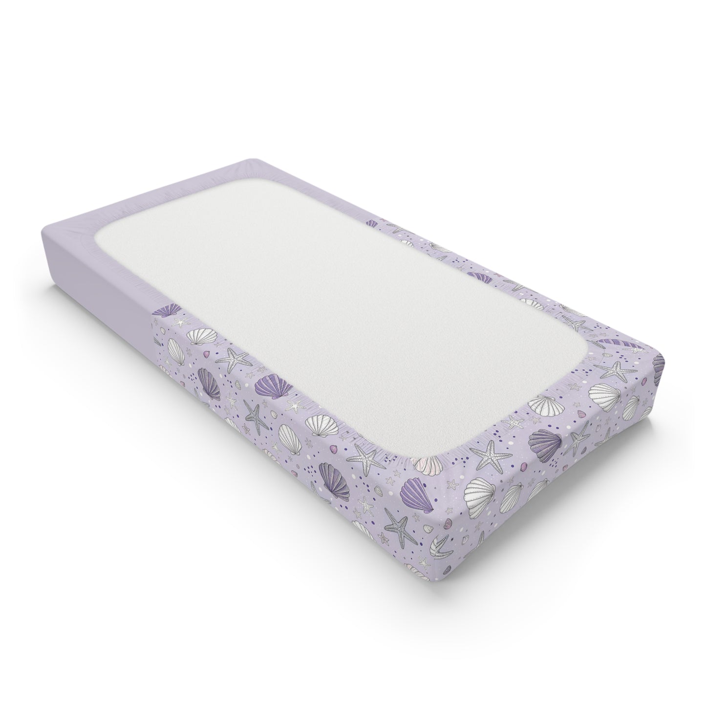 Mermaid Seashell Baby Changing Pad Cover — Lavender Nautical Nursery