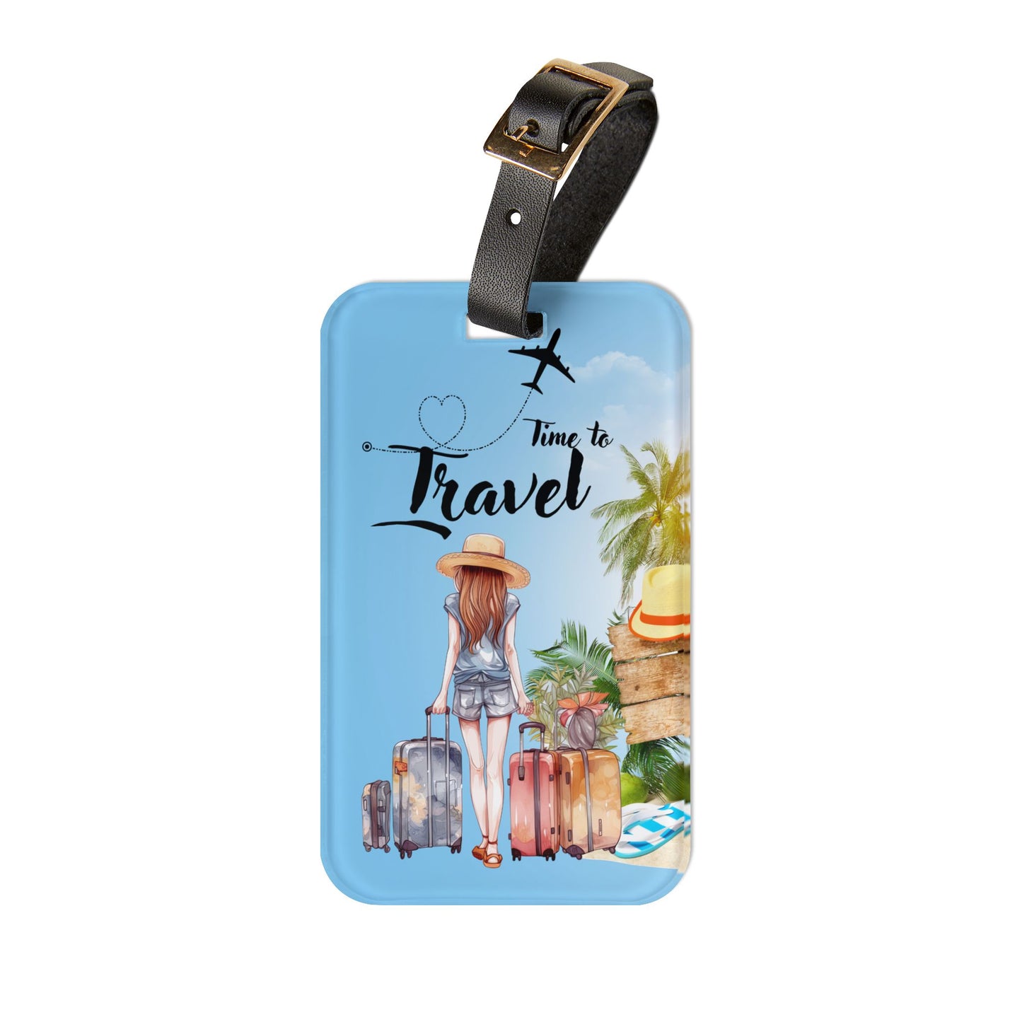 Time to Travel Luggage Tag — Beach Vacation Passport ID Tag
