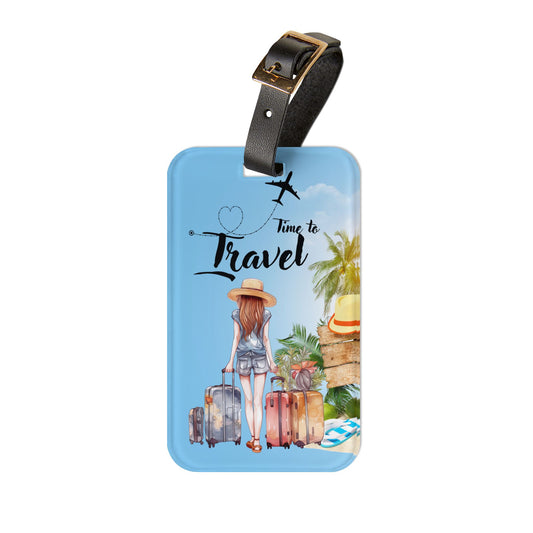 Time to Travel Luggage Tag — Beach Vacation Passport ID Tag