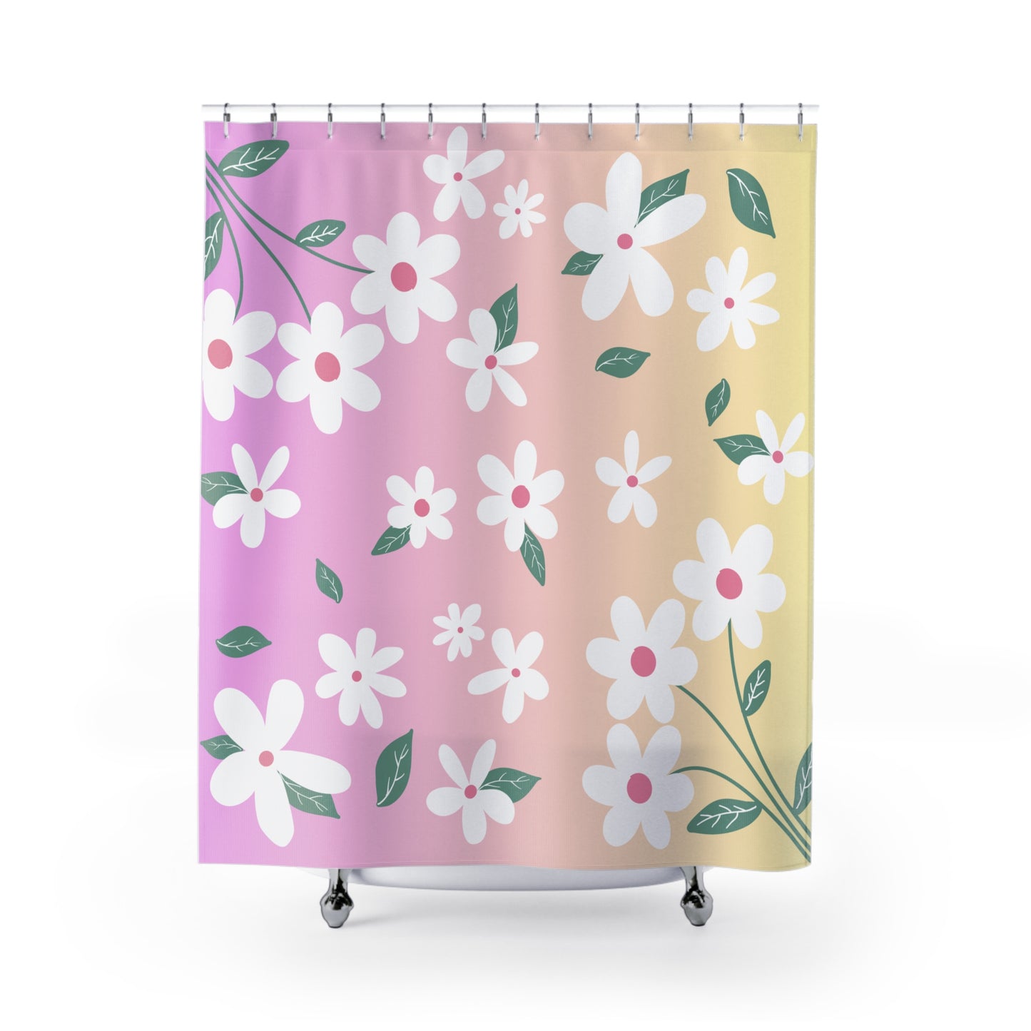 Floral Ditsy Shower Curtain — Pastel Daisies Bathroom Decor