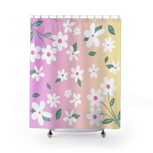 Floral Ditsy Shower Curtain — Pastel Daisies Bathroom Decor