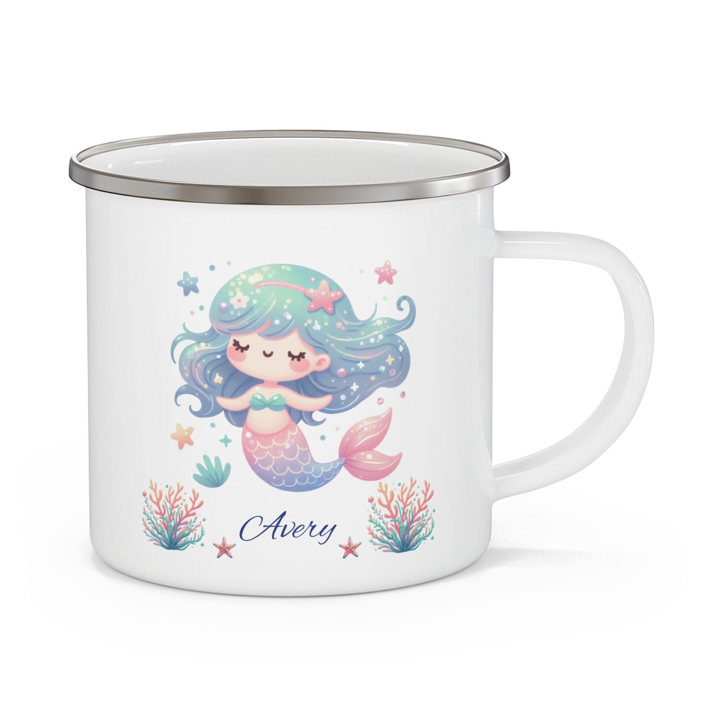 Personalized Mermaid Enamel Camping Mug