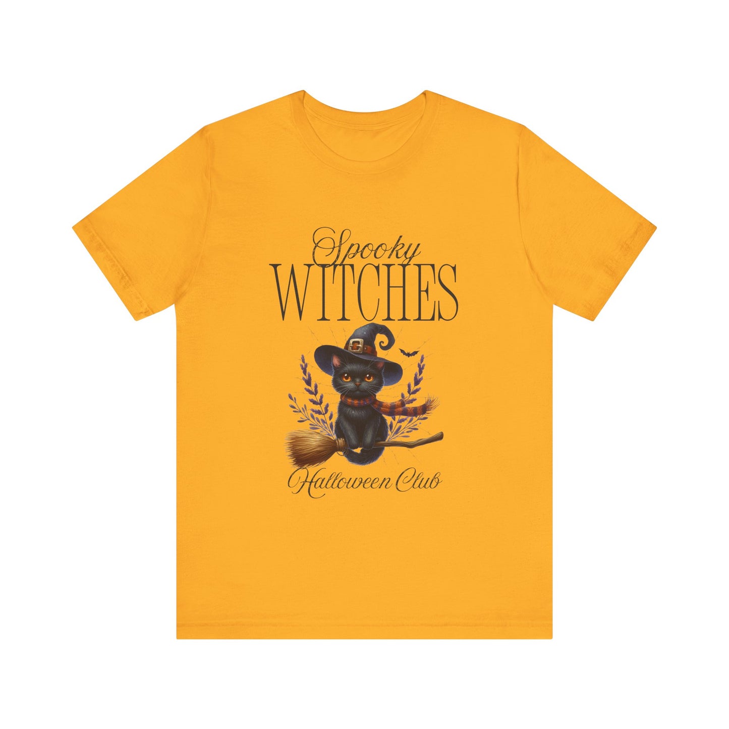 Spooky Witches Halloween Tee, Unisex Short Sleeve Shirt, Witch T-Shirt, Halloween Costume Top, Cat Lovers Gift, Fall Fashion