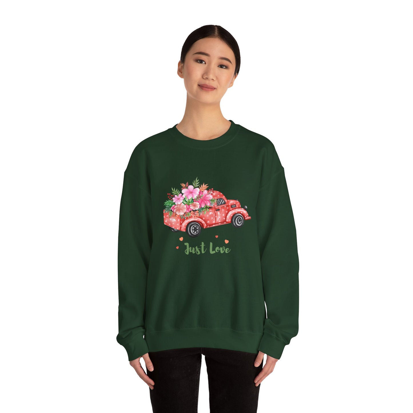 Flower Truck Crewneck Sweatshirt, Cozy Unisex Sweater for Valentine's Day, Comfortable Gift for Him/Her, Casual Love Apparel, Floral [...]