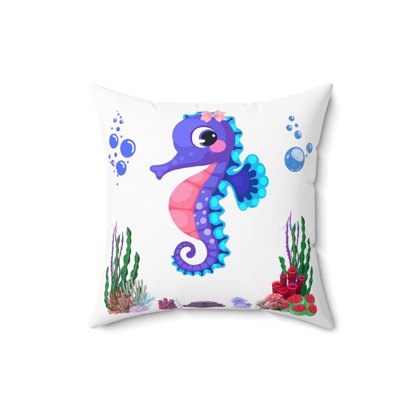 Seahores playful under the sea Spun Polyester Square Pillow
