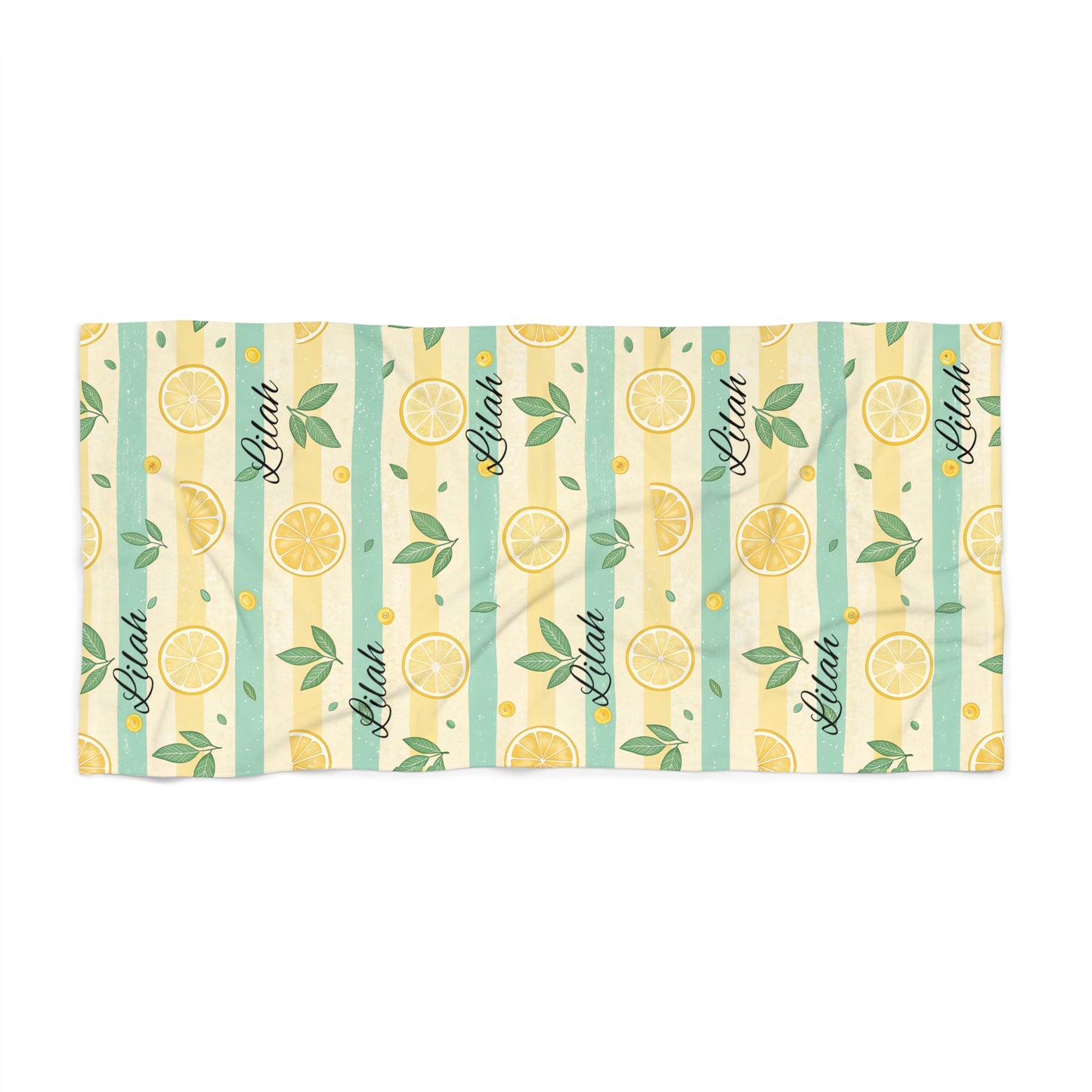 Lemon Stripe Beach Towel — Refreshing Citrus Summer Towel