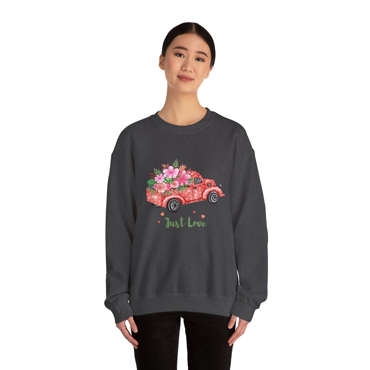 Flower Truck Crewneck Sweatshirt, Cozy Unisex Sweater for Valentine's Day, Comfortable Gift for Him/Her, Casual Love Apparel, Floral [...]