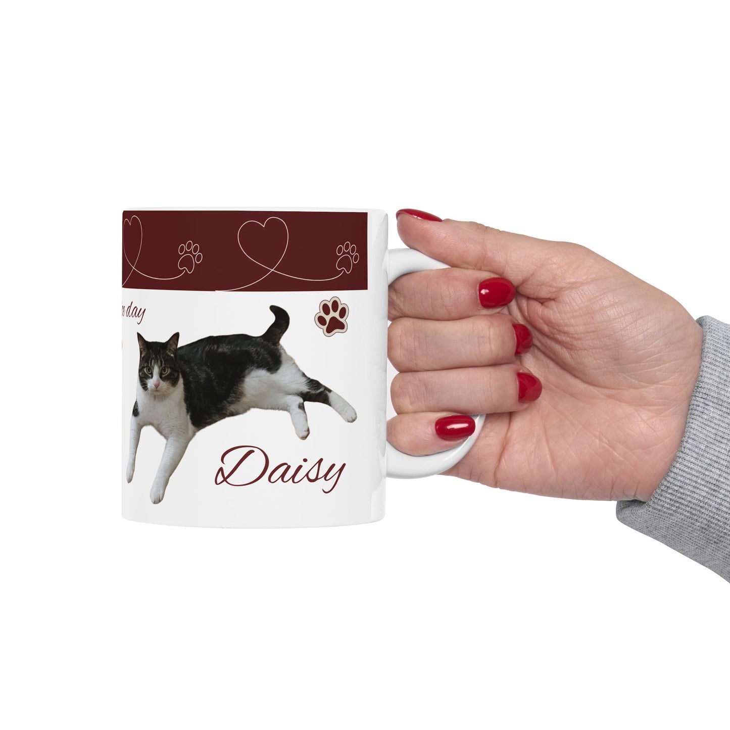 Have a Nice Day Cat Mug — Cute Paw Print Ceramic Coffee Cup (11oz/15oz)
