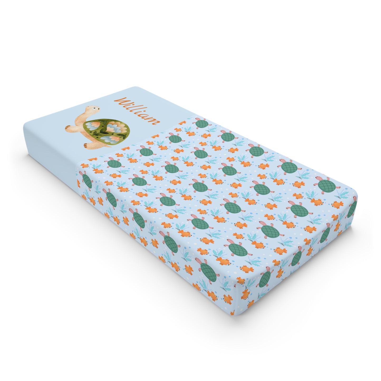 Baby Changing Pad Cover — Personalized Turtle & Starfish Nursery Decor