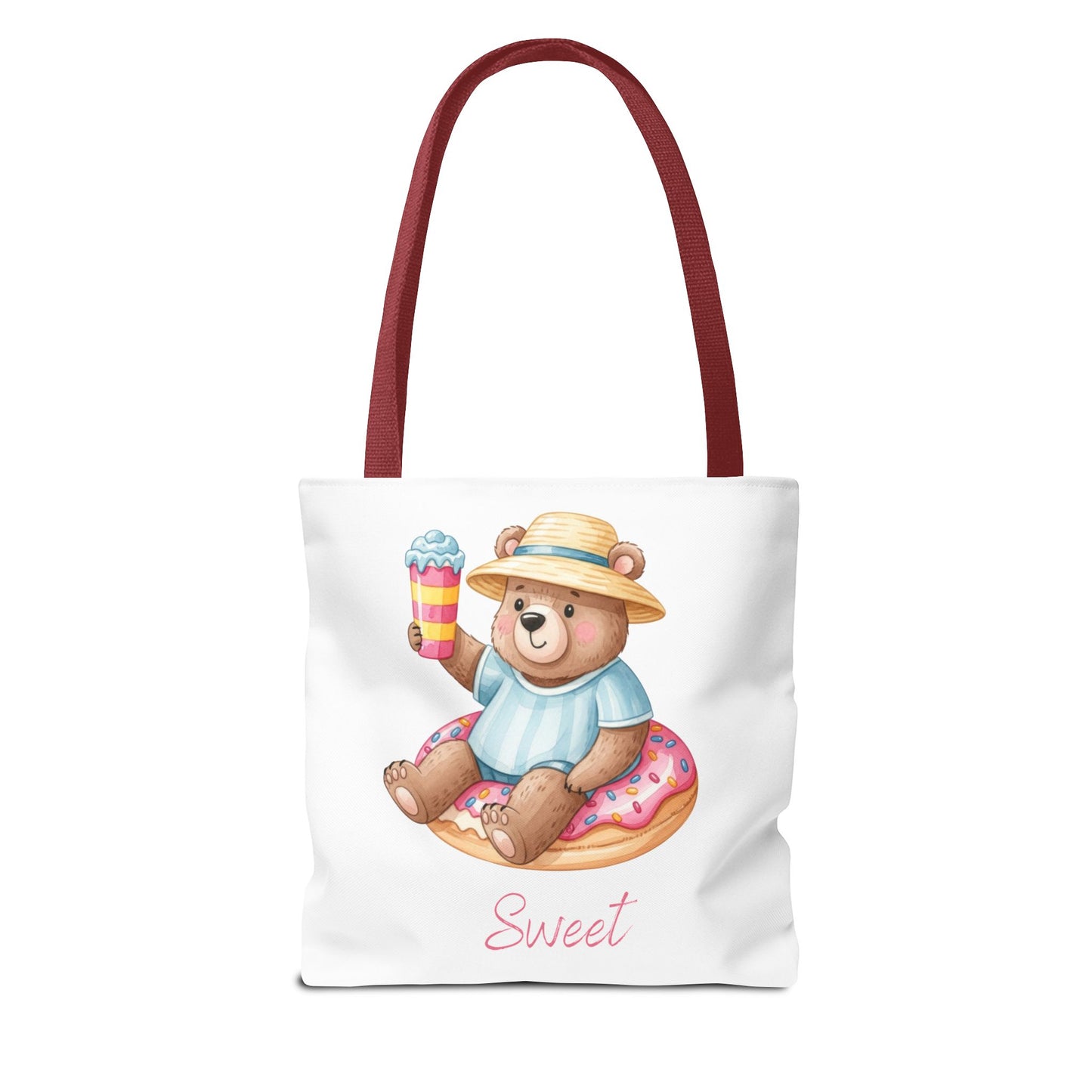 Sweet Bear Beach Tote - Cute Summer Teddy on Donut Float