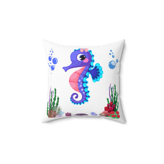 Seahores playful under the sea Spun Polyester Square Pillow