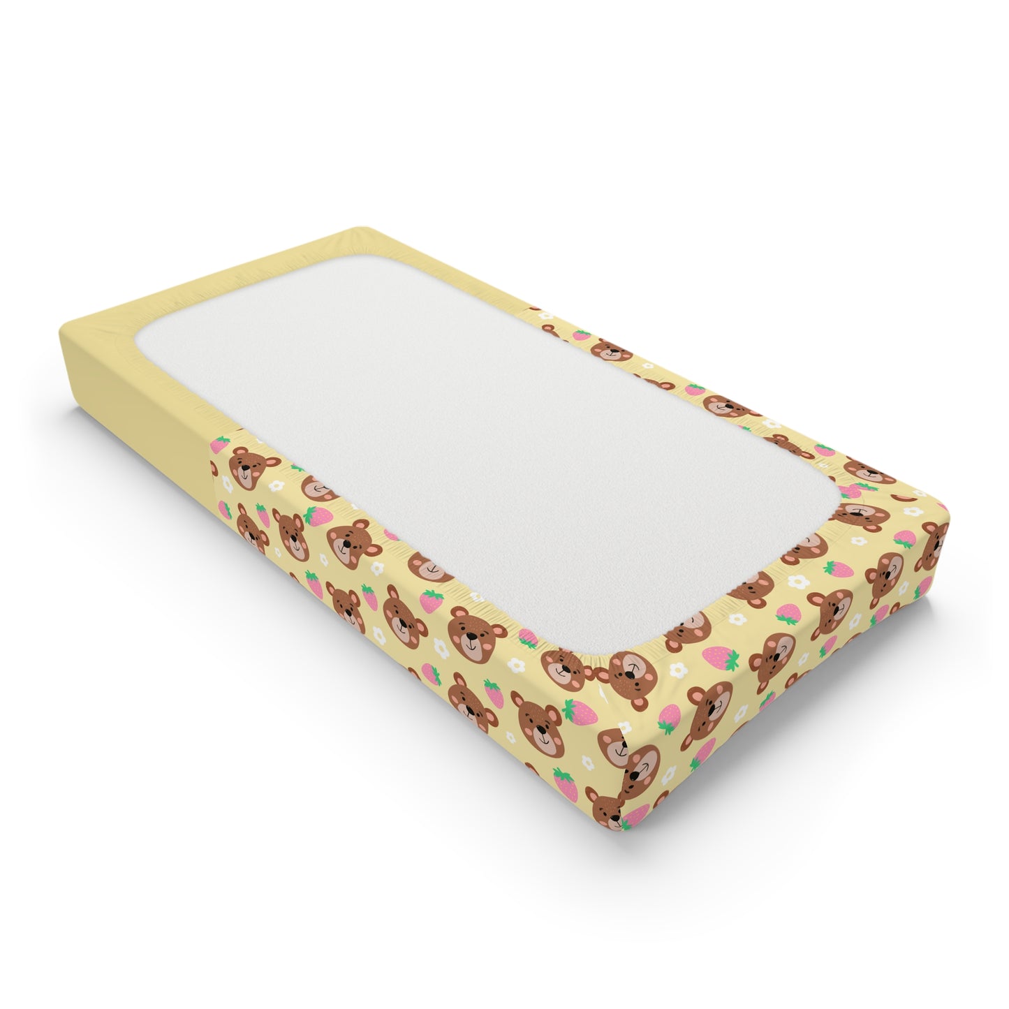 Baby Changing Pad Cover — Cute Teddy Bear Pattern, Personalized Name Option