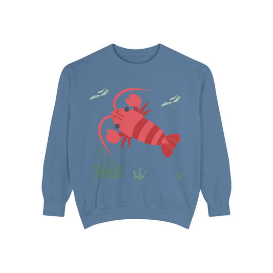 Red crayfish in an aquatic environment Unisex Garment-Dyed Sweatshirt