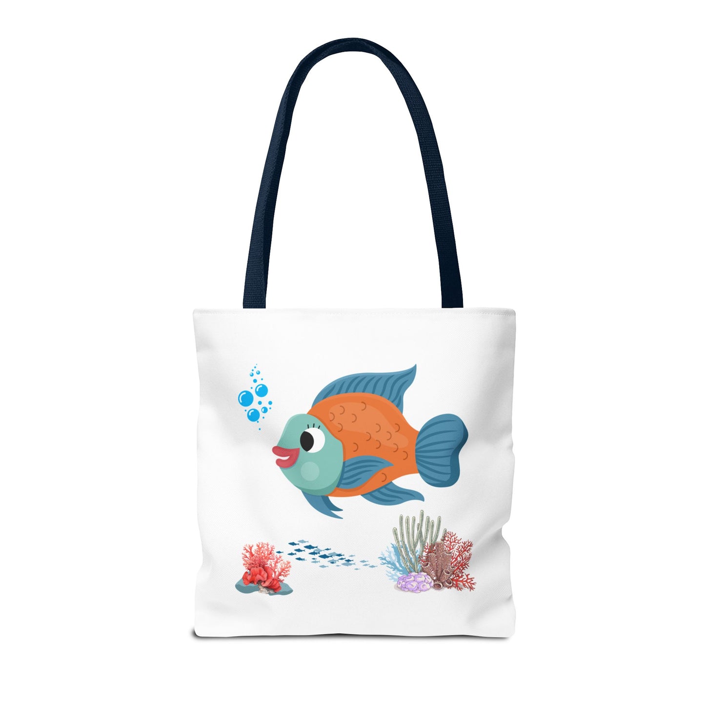 Orange and blue fish with coral and bubble Tote Bag