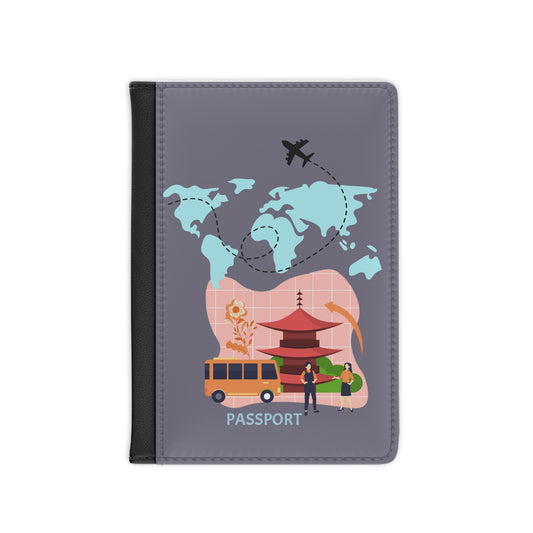 Travel Passport Cover — World Map & Japan Travel Illustration