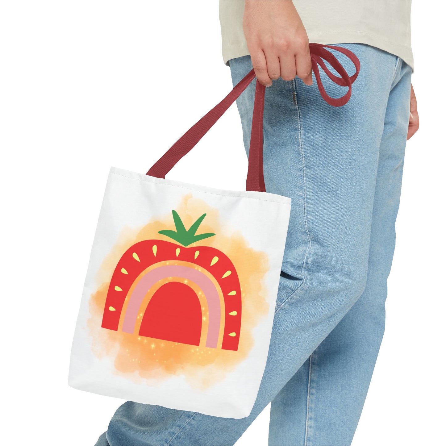Strawberry Rainbow Tote Bag – Cute Fruit Watercolor AOP Tote