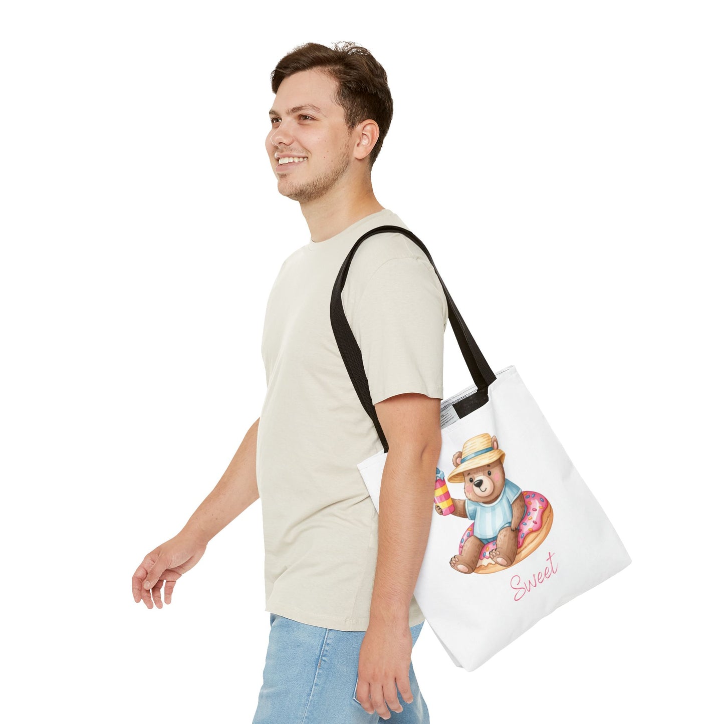 Sweet Bear Beach Tote - Cute Summer Teddy on Donut Float