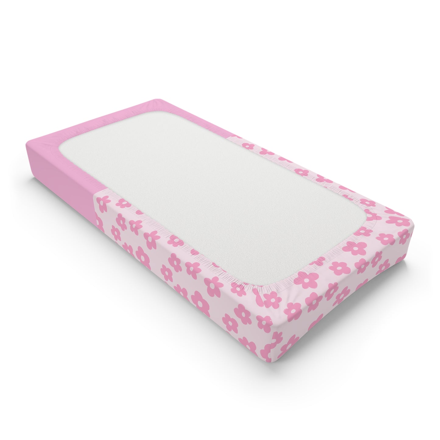 Personalized Pink Floral Baby Changing Pad Cover – Cute Kitten Name Design