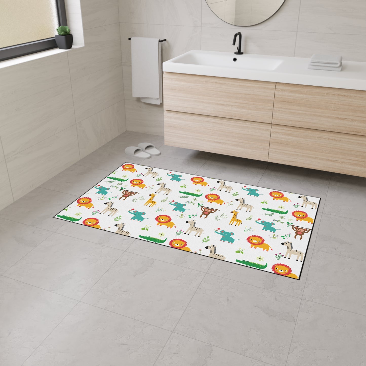 Kids' Safari Animal Floor Mat — Heavy Duty Non-Slip Playroom Rug