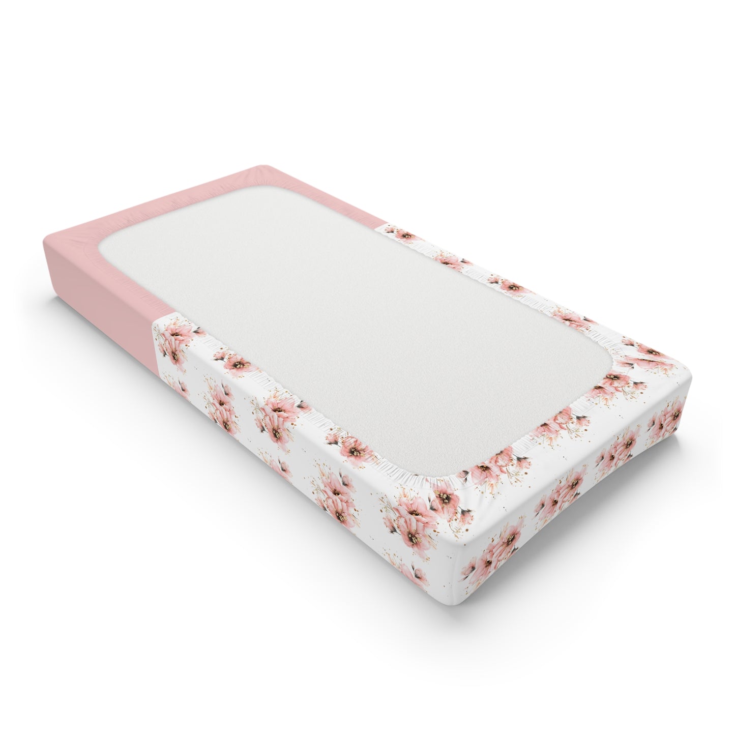 Floral Butterfly Baby Changing Pad Cover — Personalized Pink Nursery Protector