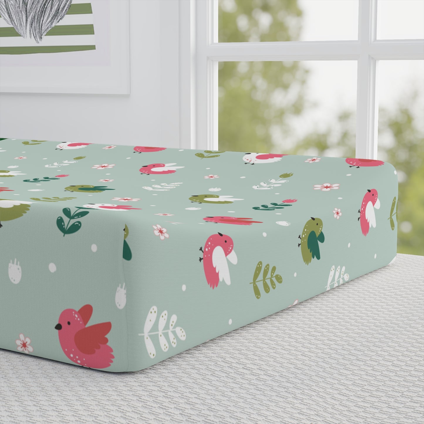 Duckling Floral Baby Changing Pad Cover — Personalized Nursery Changing Mat