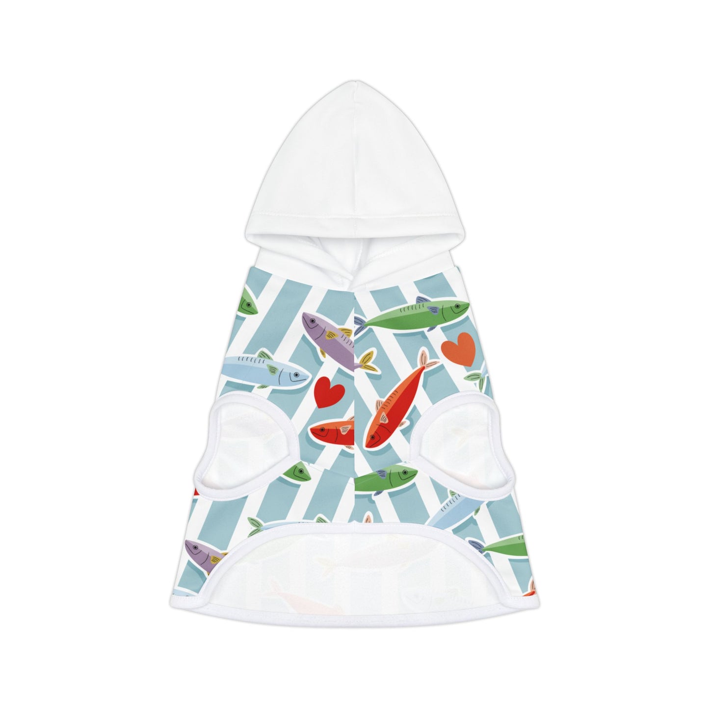 Pet Hoodie — Colorful Fish & Hearts Pattern Dog Hoodie