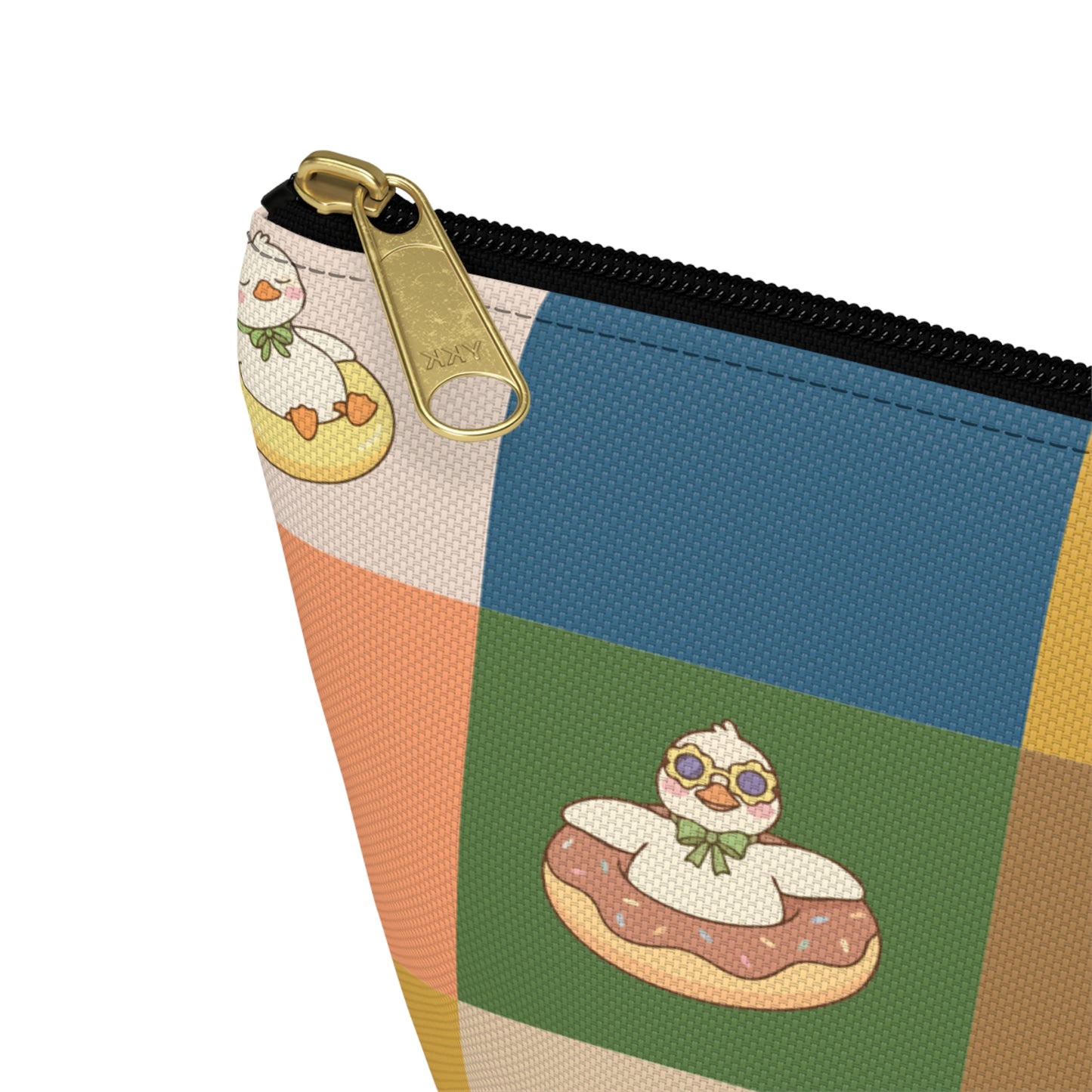 Personalized Duck Pattern Accessory Pouch — Custom Name Cosmetic Bag