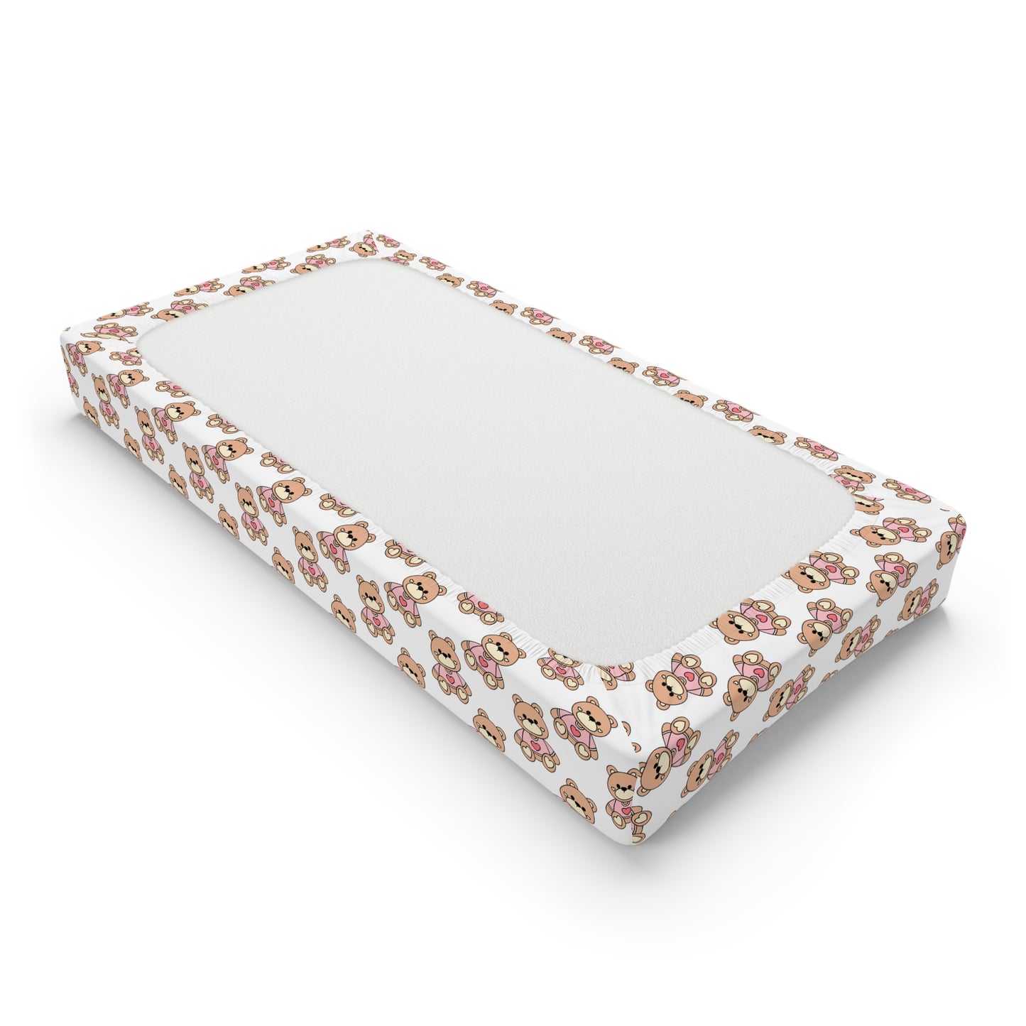 Baby Changing Pad Cover — Pink Bear Floral Pattern