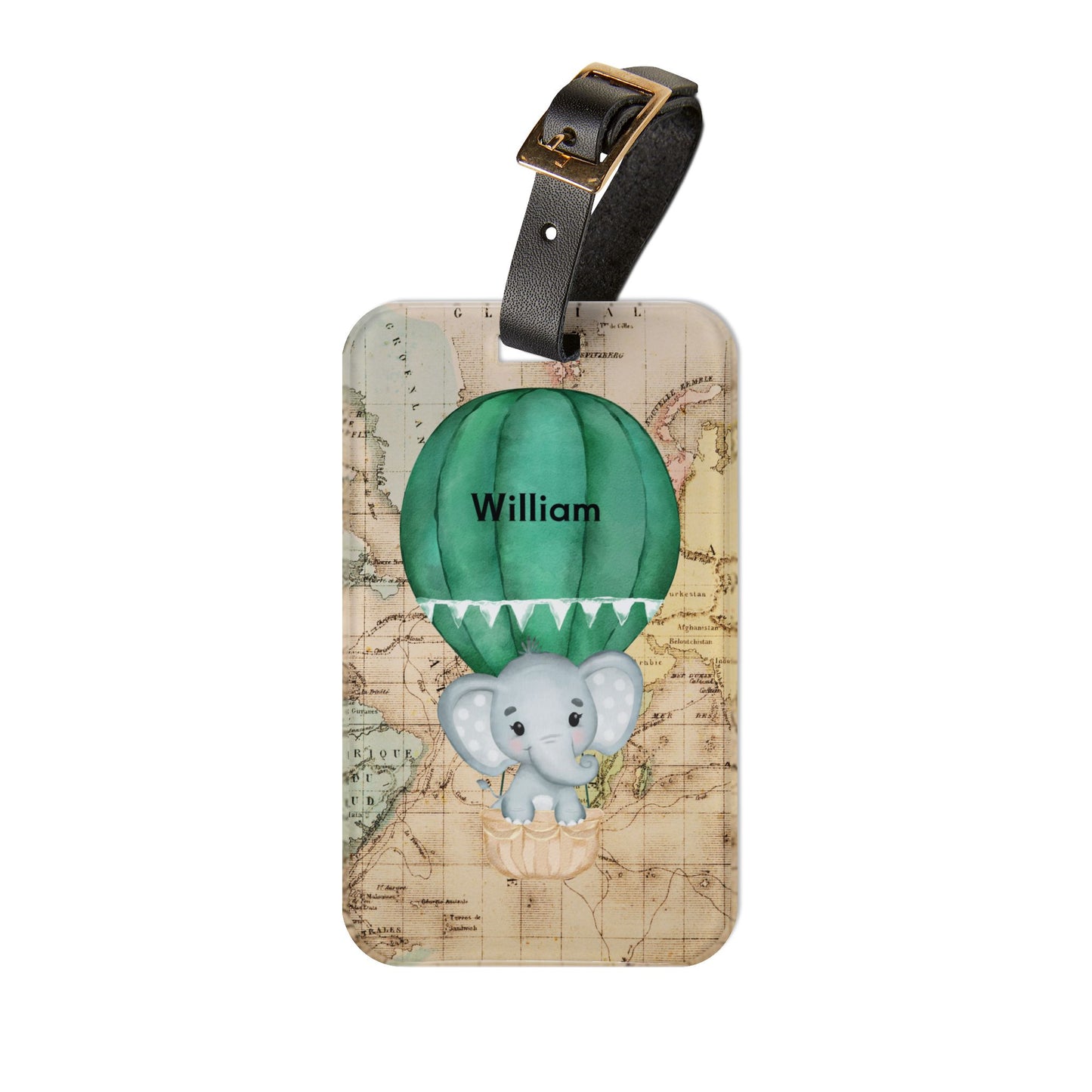 Personalized Elephant Hot Air Balloon Luggage Tag