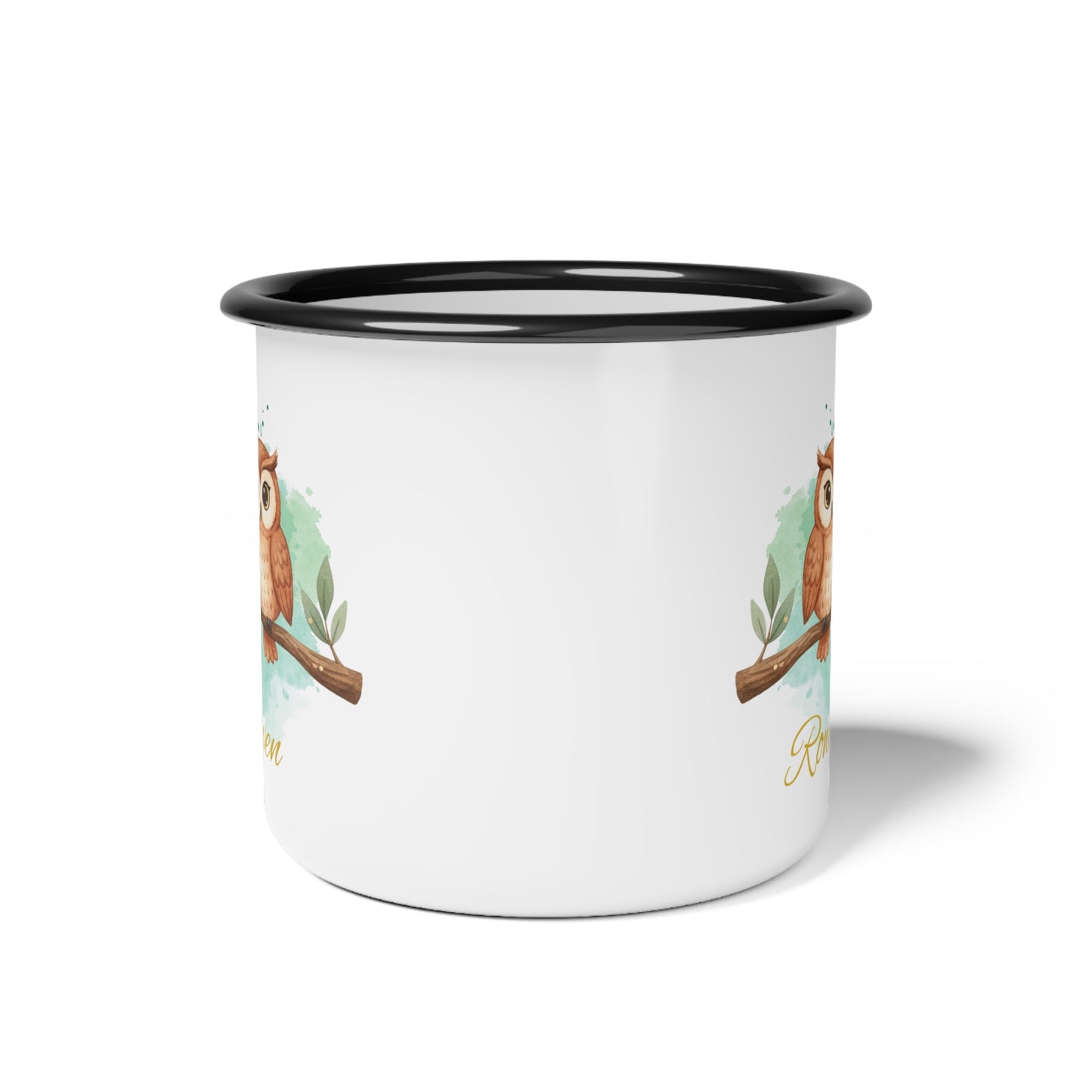 Personalized Owl Enamel Camp Cup - Customizable Adventure Mug