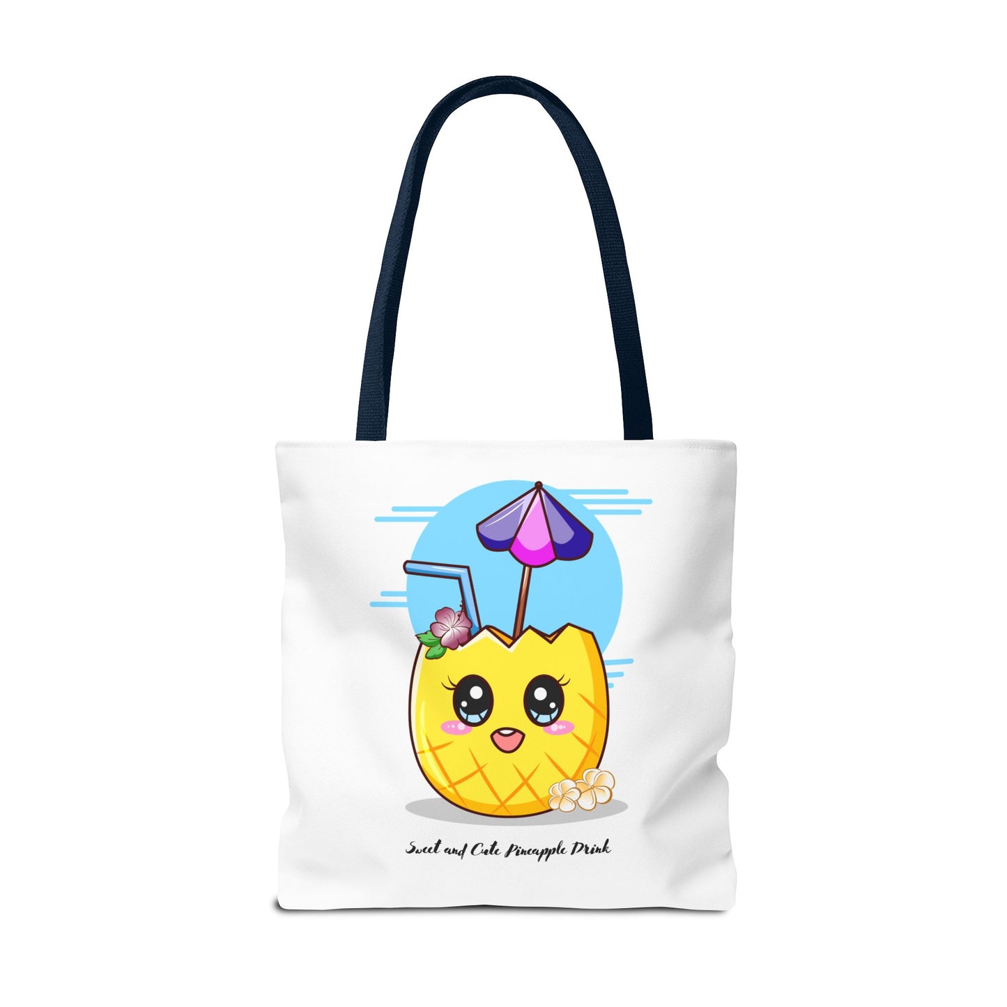 Pineapple Picnic Tote Bag — Cute Kawaii Tropical Drink Design