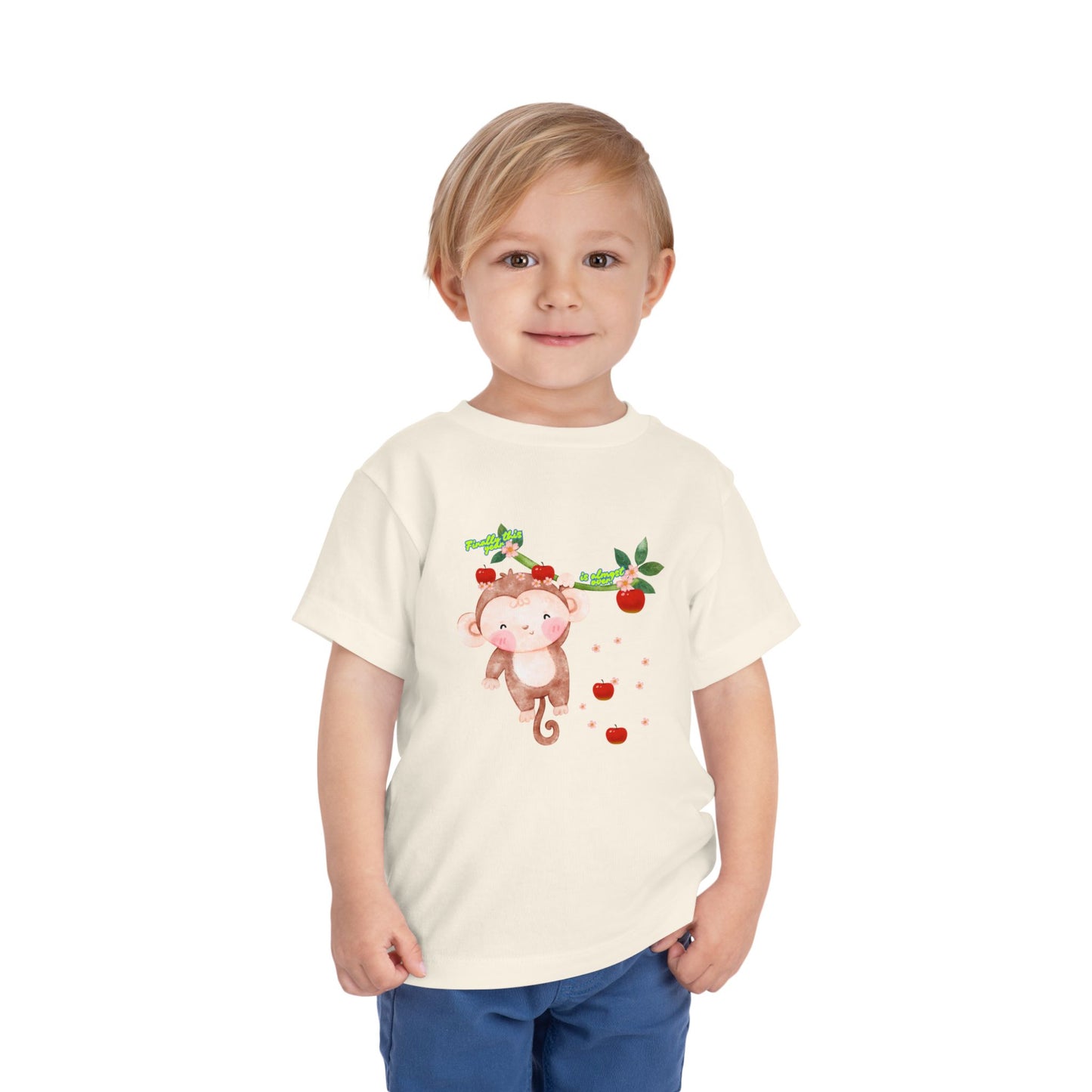Cute Monkey Strawberry Toddler Tee, Adorable Kids Shirt, Baby Gift, Summer Outfit, Birthday Gift, Playtime Apparel