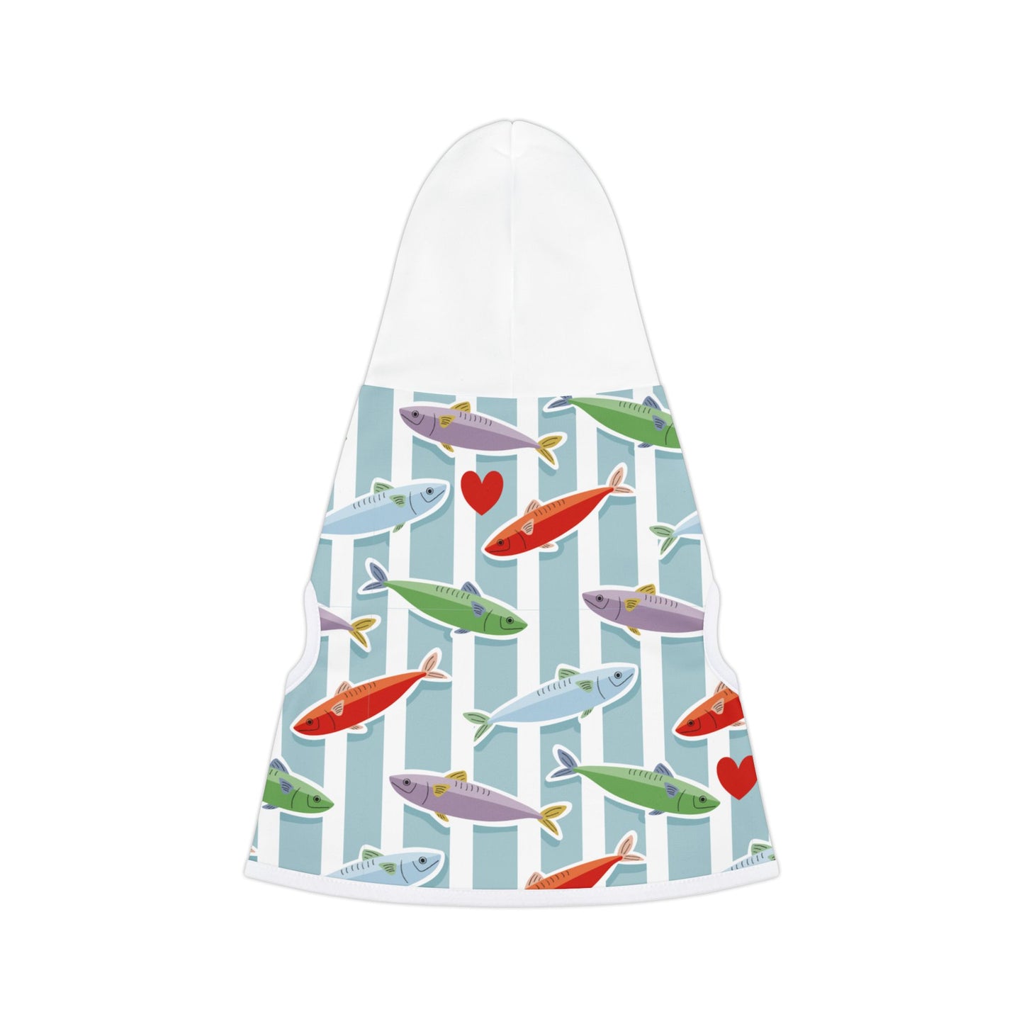 Pet Hoodie — Colorful Fish & Hearts Pattern Dog Hoodie