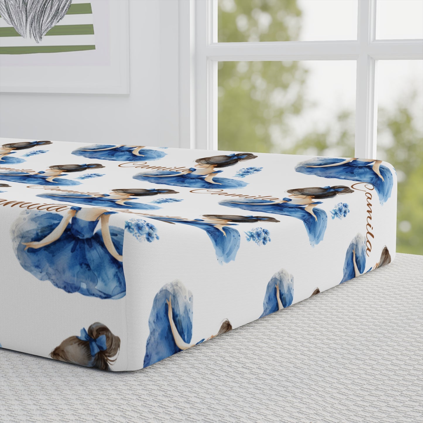 Baby Changing Pad Cover — Blue Watercolor Sloth Print