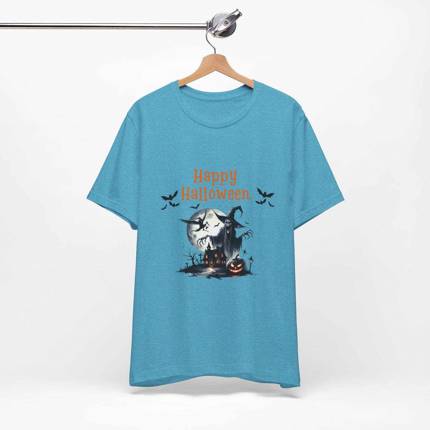 Happy Halloween Unisex Tee, Spooky T-Shirt, Halloween Gift, Fall Wardrobe Essential, Ghosts and Ghouls Vibe