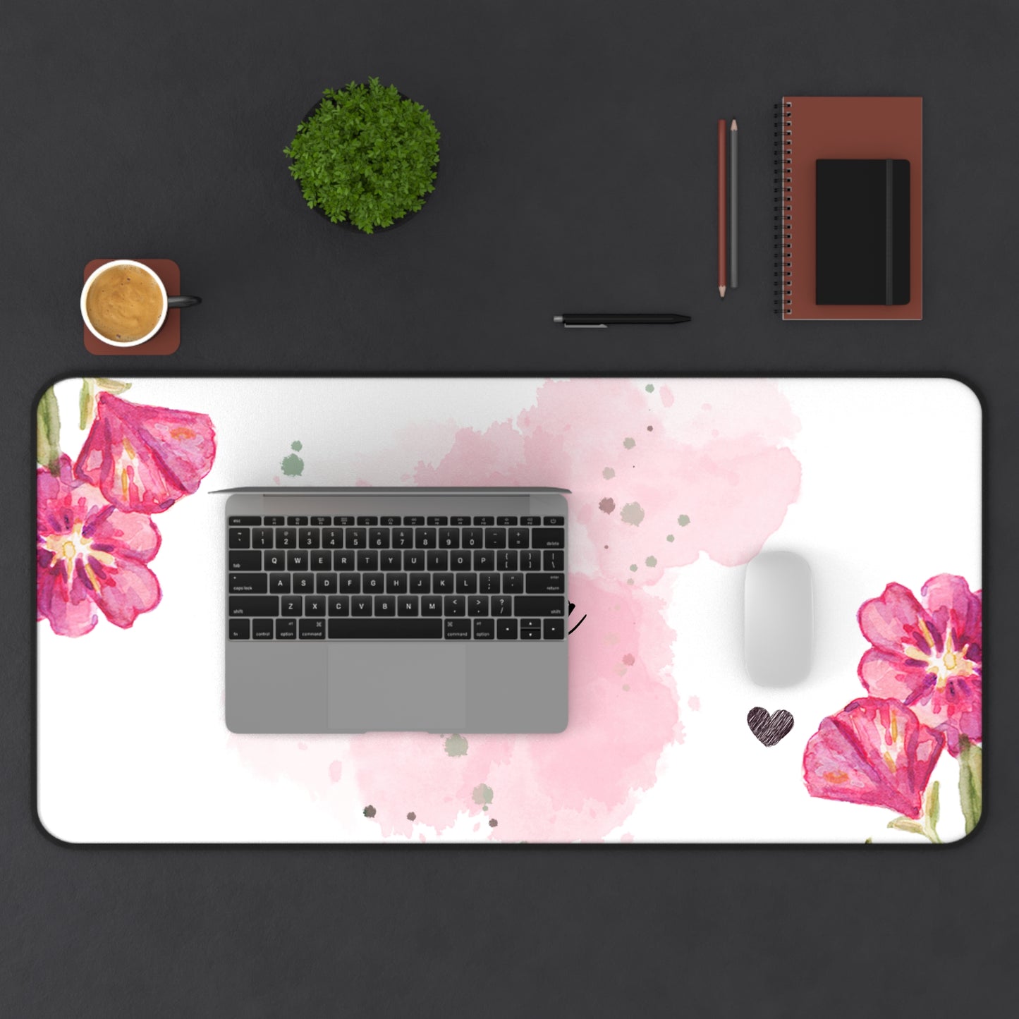Personalized Floral Desk Mat - Custom Name Mouse Pad, Office Decor, Gift for Her, Stylish Workspace, Desk Accessories