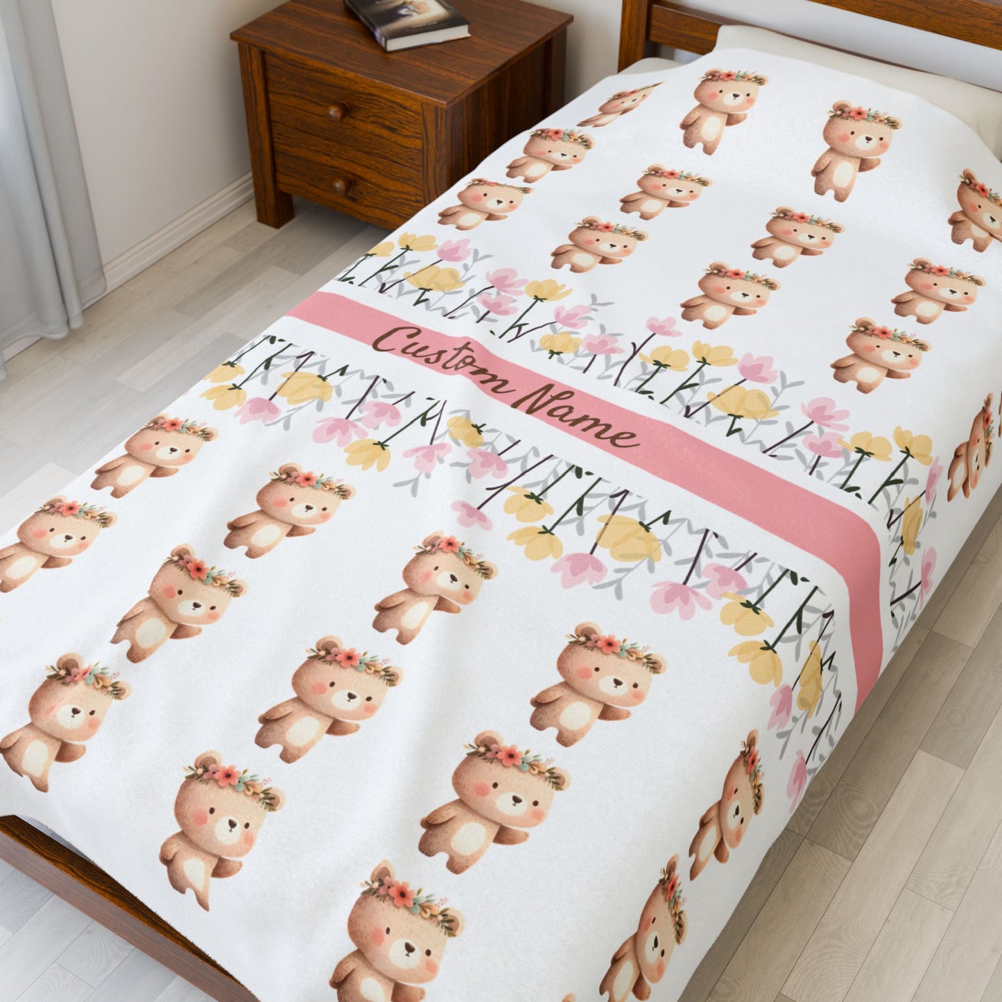 Personalized Velveteen Plush Blanket for Kids, Baby Shower Gift, Nursery Decor, Cozy Throw, Custom Name Blanket