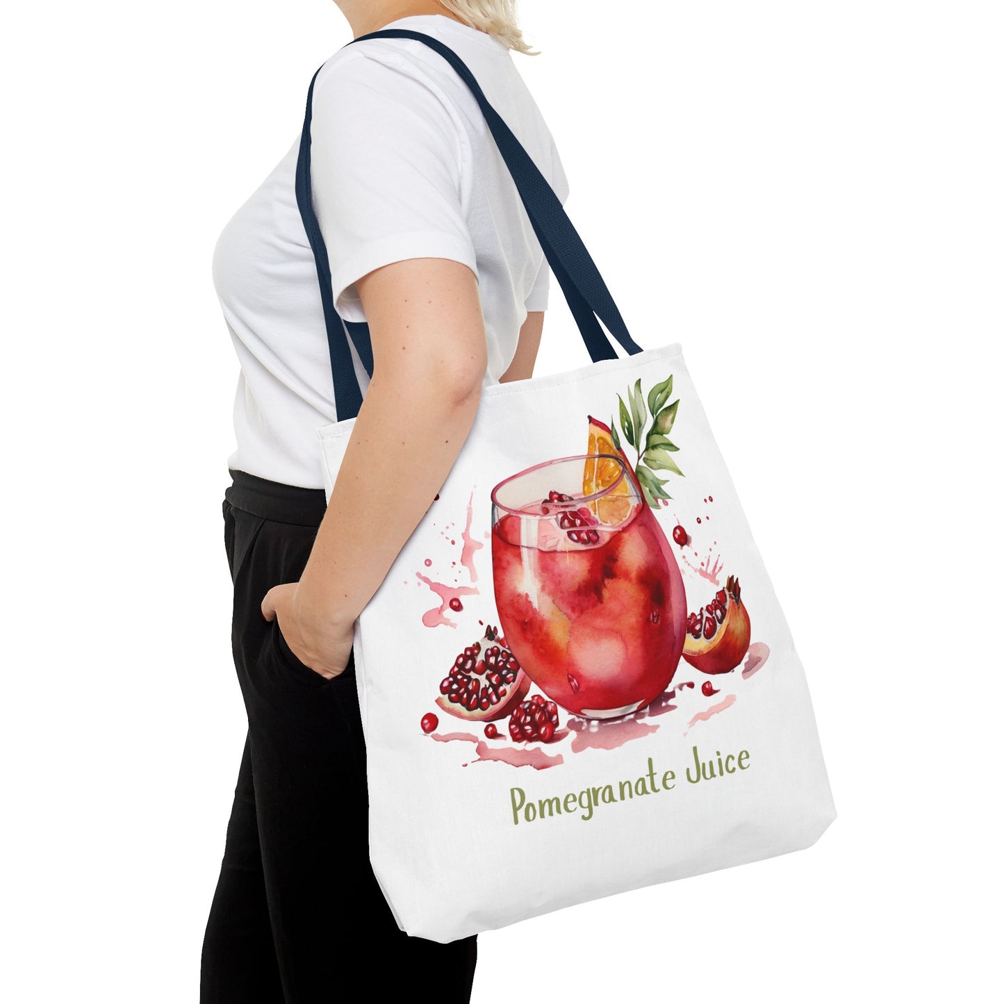 Pomegranate Juice Tote Bag — Watercolor Fruit Canvas Tote