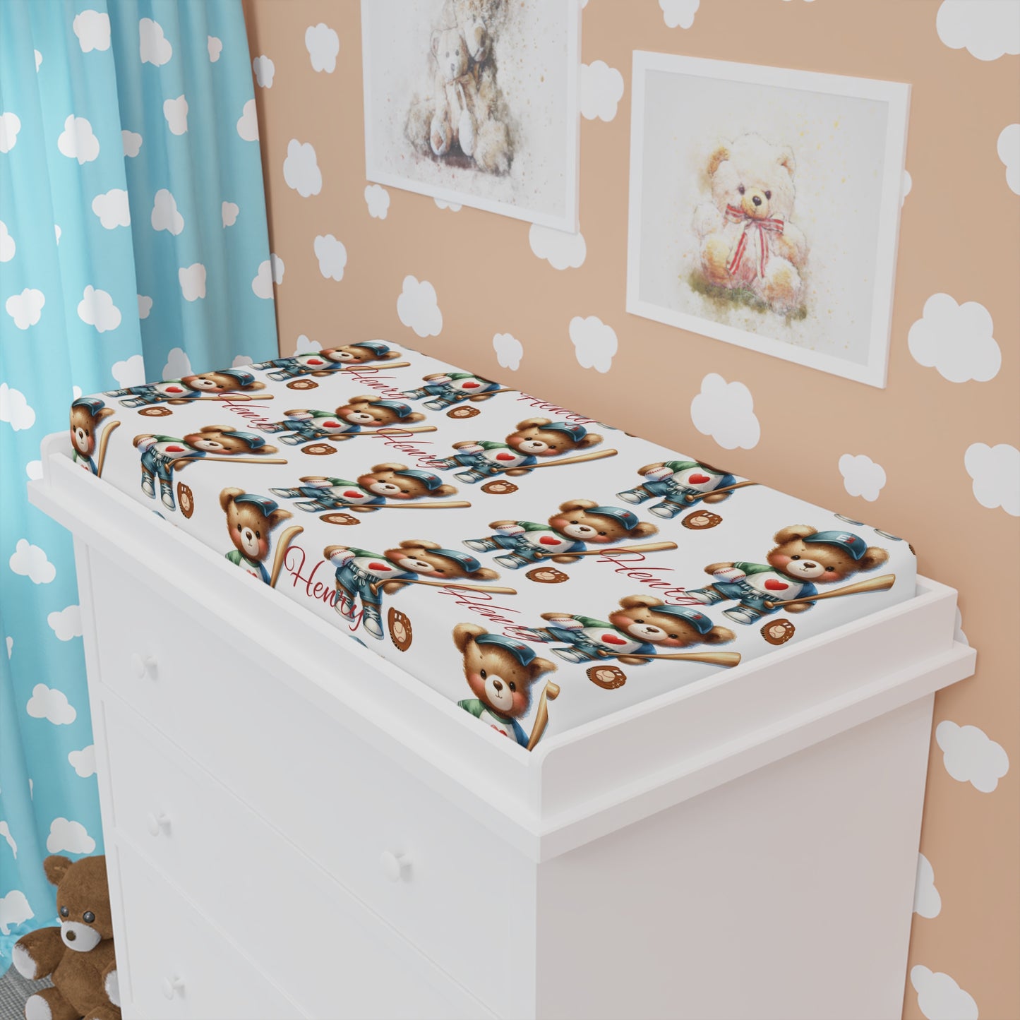 Teddy Bear Baby Changing Pad Cover — Cute Nursery Waterproof Fitted Cover