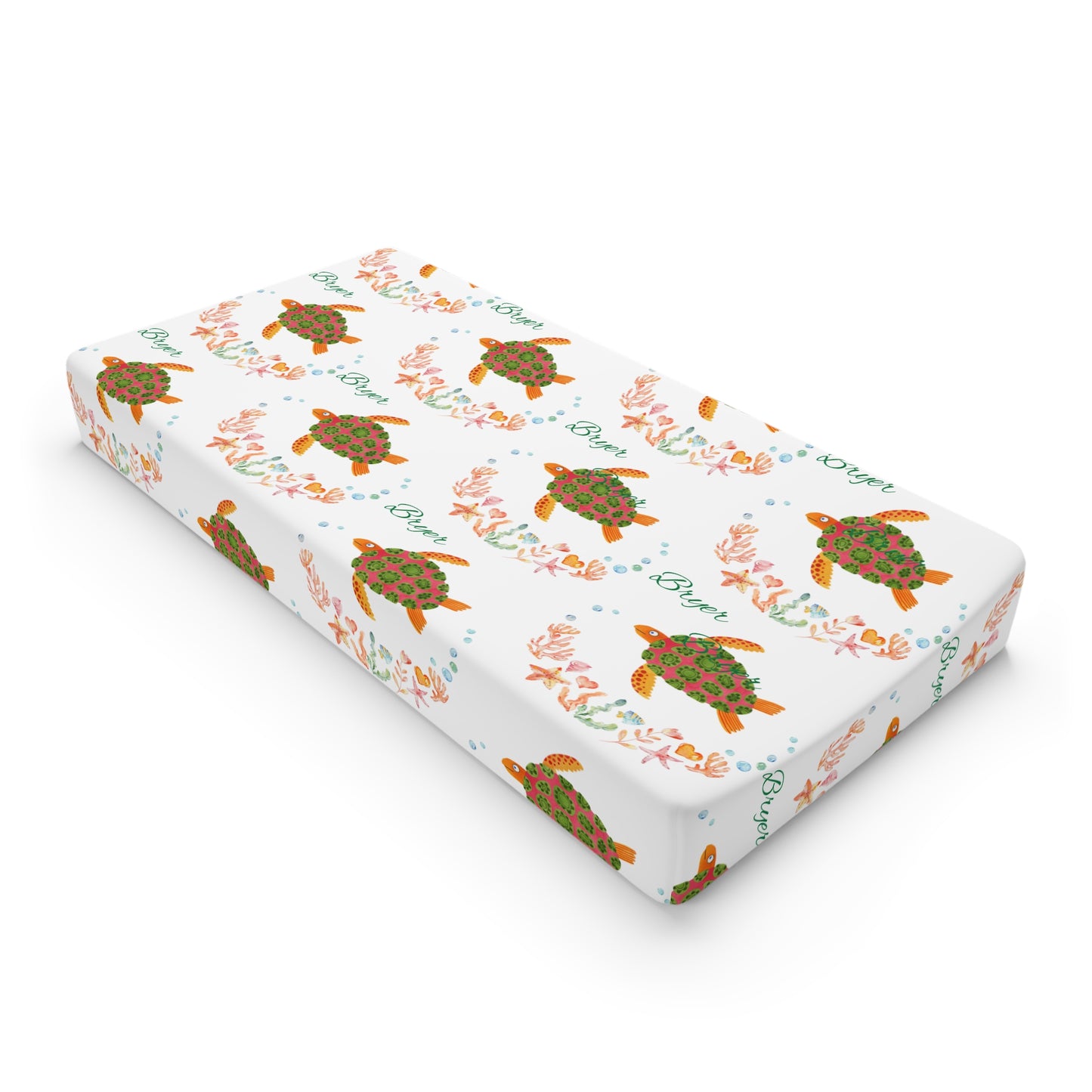 Baby Changing Pad Cover — Floral Sea Turtle Nursery Design