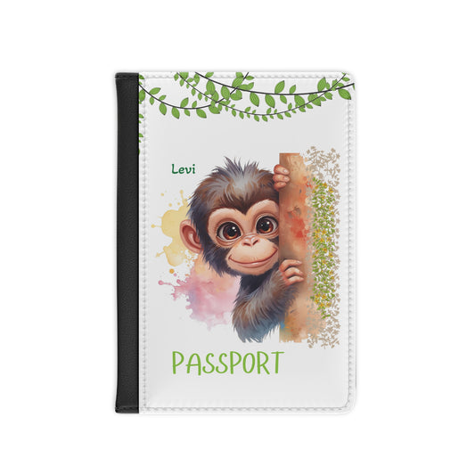 Cute Baby Monkey Passport Cover – Personalized 'Levi' Travel Passport Holder